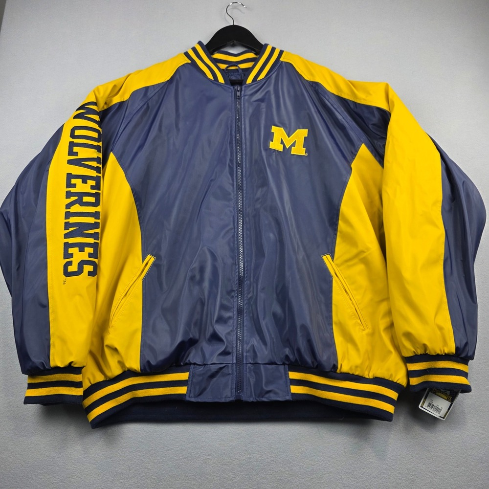 VTG Steve Barrys Michigan Wolverines Jacket Mens XXL Navy Yellow Varsity Bomber